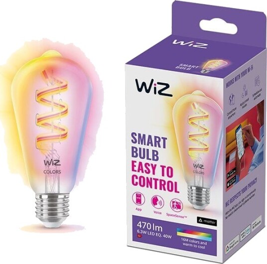 WiZ E27 Lyspære filament ST64 6,3W Wifi 2700-6500 Kelvin fullfarge RGB WiZ E27 Lyspære filament ST64 6,3W Wifi 2700-6500 Kelvin fullfarge RGB