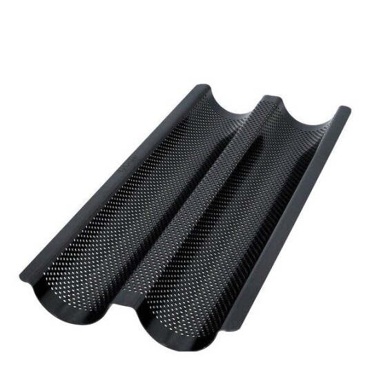 Birkmann Bread Buddies baguettform for 2 stk perforert 36x16 cm svart