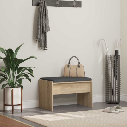 vidaXL Gangbenk med pute Sonoma eik 63 x 38 x 40 cm