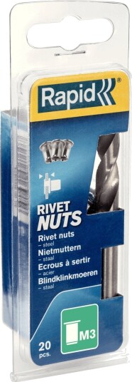 Rapid Blindnaglemuttere M3 I Stål Forkrommet Overflate I Eske Klemområde 0,5 1,5 Mm 1 Stk 5000670