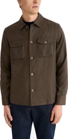 Eton Active wool four pocket overshirt S grønn herre