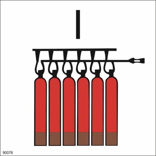 FIXED INERGEN FIRE EXTINGUISHING BATTERY 15X15 Selvklebende 30x30cm