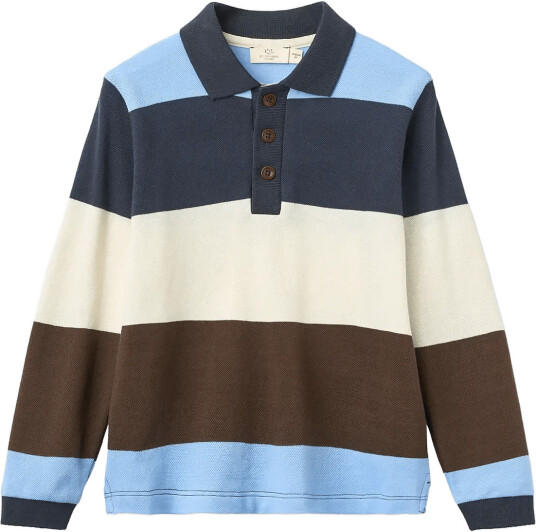 Copenhagen Colors Stripe Pique Polo W. Ls   Brown   134