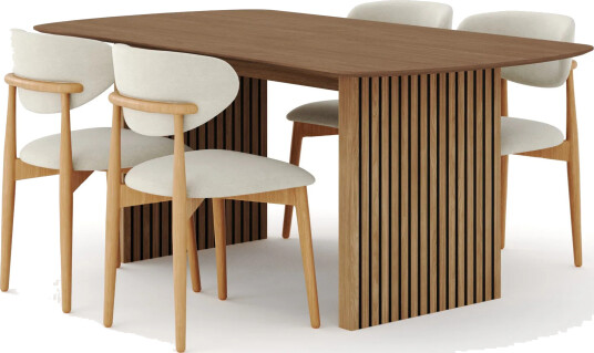 Richeto Spisegruppe 180 cm Eik med 4 Molly Spisestoler - Eik/Beige