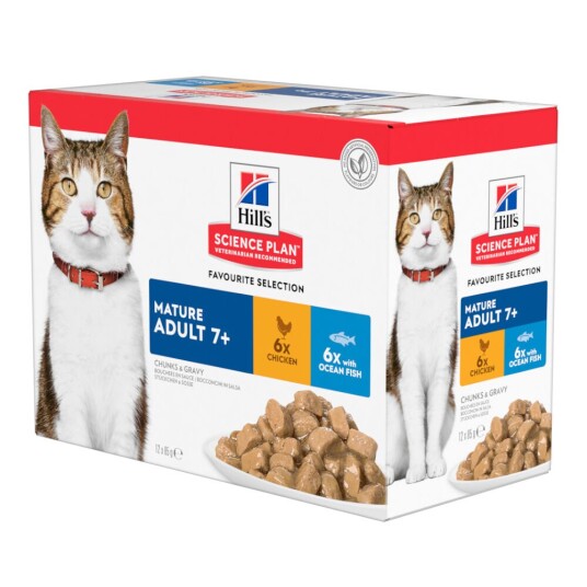 Hill'S Science Plan 9 + 3 Gratis! Gratis! Hill'S Feline Porsjonsposer 12 X 85 G Mature Adult Fiskeutvalg