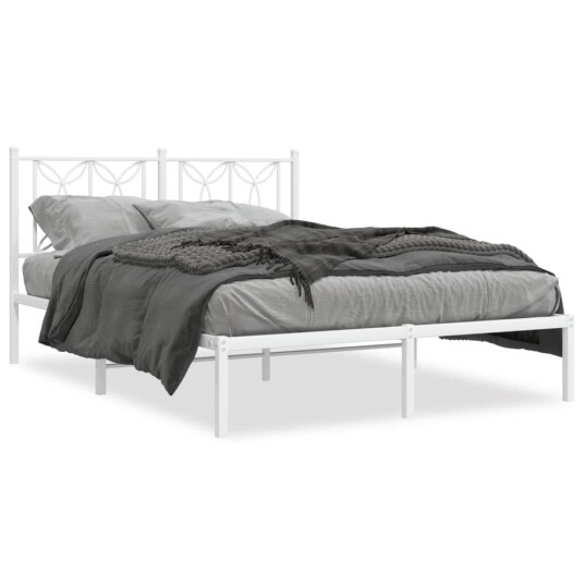  Sengeramme i metall med hodegavl hvit 135x190 cm 8721102644399