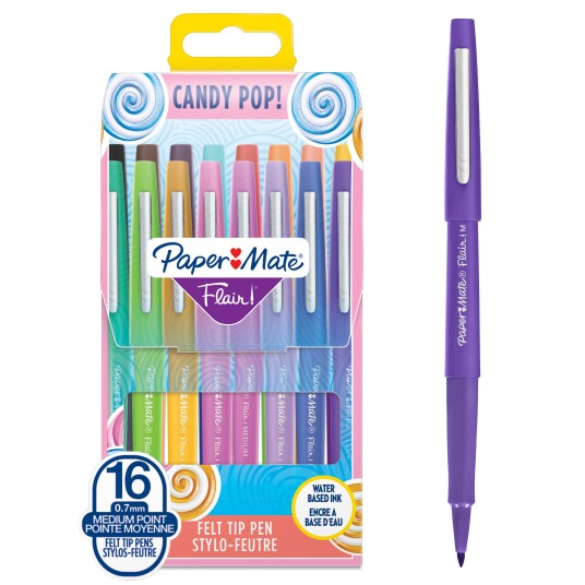Papermate Flare Candy Pop tusjer med filttupp Sett med 16 farger