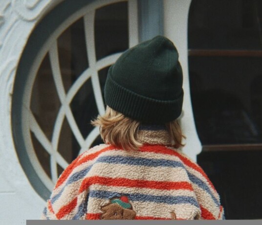 Konges Sløjd Fleecejakke Teddy Jody Tangerine Stripe
