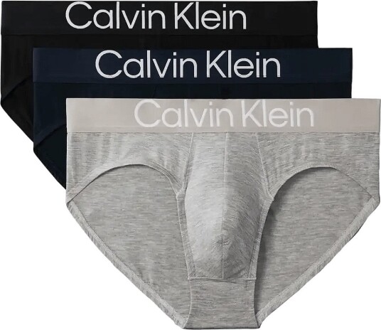 Calvin Klein Hip Brief 3Pk BLACK GREY HEATHER DARK SAPPHIRE XL