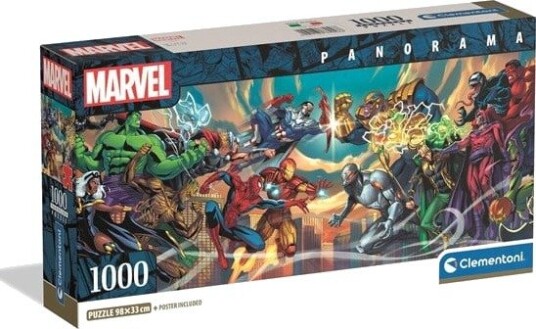 Clementoni Puzzle Panorama HQC Marvel Heroes vs Villains 1000 pieces 2D Puslespill