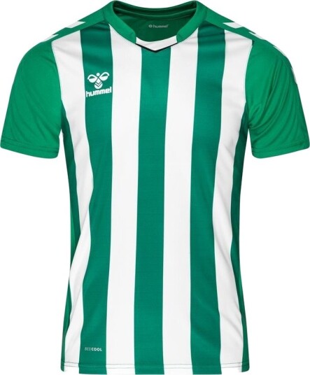 Hummel Spillerdrakt Core Striped   Grønn/Hvit Barn størrelse 176 cm