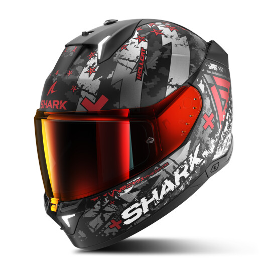 Shark Skwal i3 Hellcat Mat Full Face Helmet Black Chrome-Red Shark Skwal i3 Hellcat Mat Full Face Helmet Black Chrome-Red