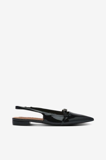 Bianco Slingbackser Biabari Pointy Flat Slingback Faux Leather Svart