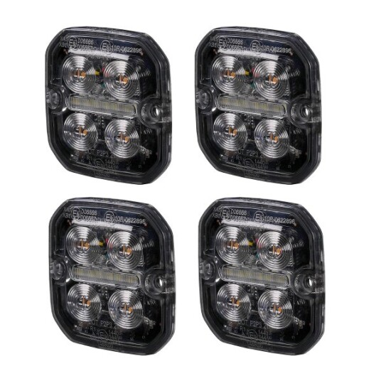Varsellys / Posisjonslys PURELUX Strobe Ultra Slim Square   Hvit/Rød / 12/24V / 8W / 60 mm 4 stk