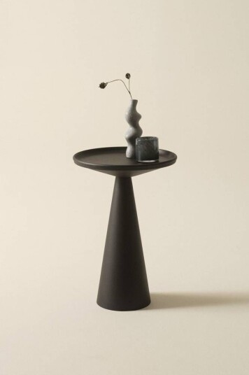 CAMERI sidebord, diameter 38 cm Svart