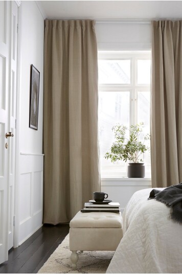 Ellos Home Gardin med rynkebånd Alexandra 1 pk Beige