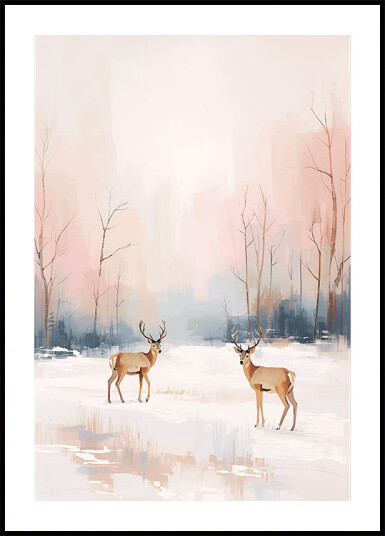 Rehe im Winter Plakat Plakat / 50x70cm