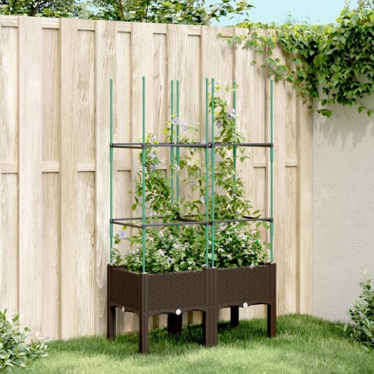 Plantekasse med espalier brun 80x40x142,5 cm PP