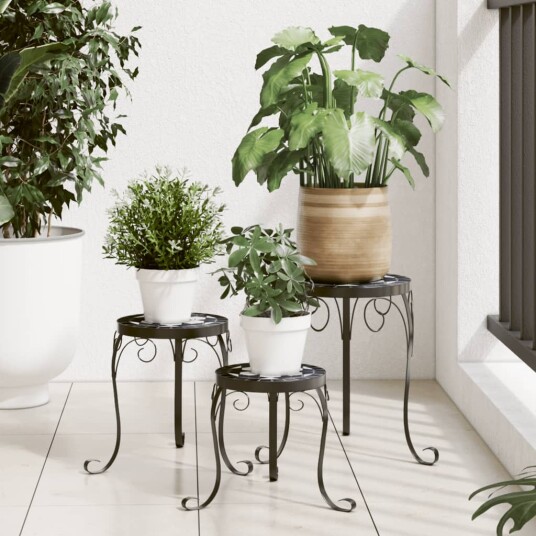 Plantebord 3 stk svart og hvit keramikk Plantebord 3 stk svart og hvit keramikk