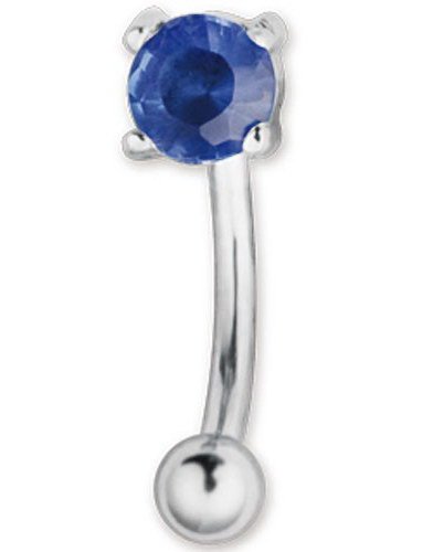 Banan Øyenbrynspiercing med Blå Diamantformet Sten 1.2 x 8 mm