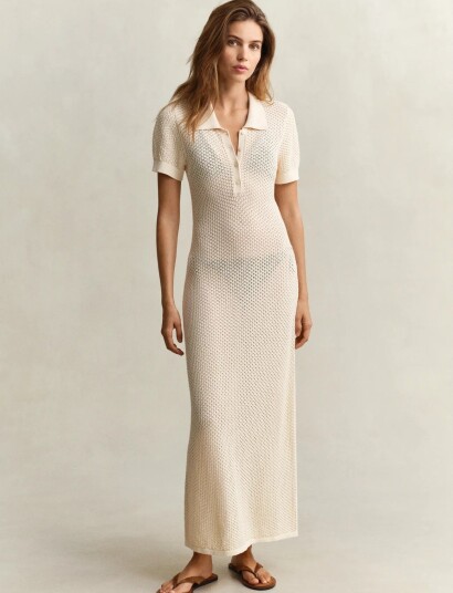 GANT Lace Knit Rugger Dress Cream XL GANT Lace Knit Rugger Dress Cream XL