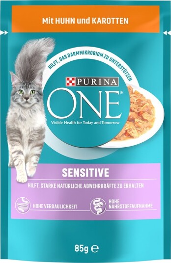 Purina One Våtfôr Sensitive & Gulrøtter Kylling 13 X 85 G