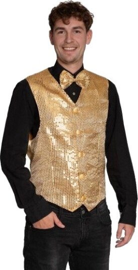 Partychimp Guld Pailletvest Og Butterfly