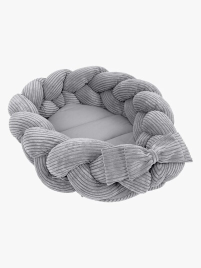 Meowbaby Aesthetic Babynest Med Flettet Beskyttelse Grey Meowbaby Aesthetic Babynest Med Flettet Beskyttelse Grey