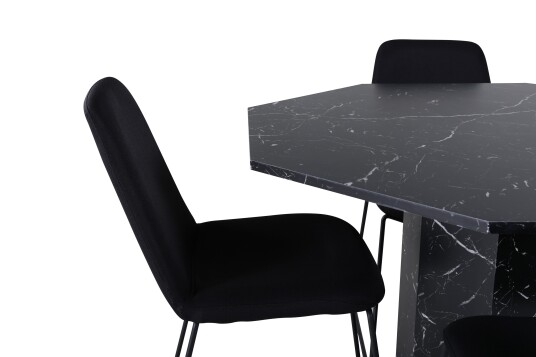 Venture Home Marbs Spisegruppe 110 cm Rund med 4 Muce Stoler Sort