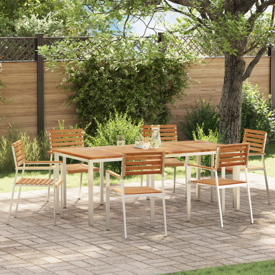 7 Delt Hage Spisegruppe Massivt Tre Teak