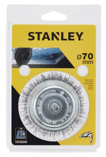 Stanley 75mm Stålbørstekopp Grov til Drill - Malekoster