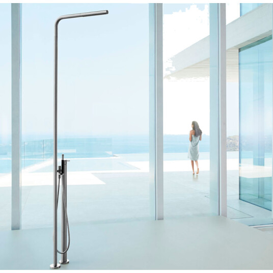 Vola FS3 dusjsøyle, gulvmonteringert, med hode- og hånddusj, krom chrome 2200 mm x 540 mm