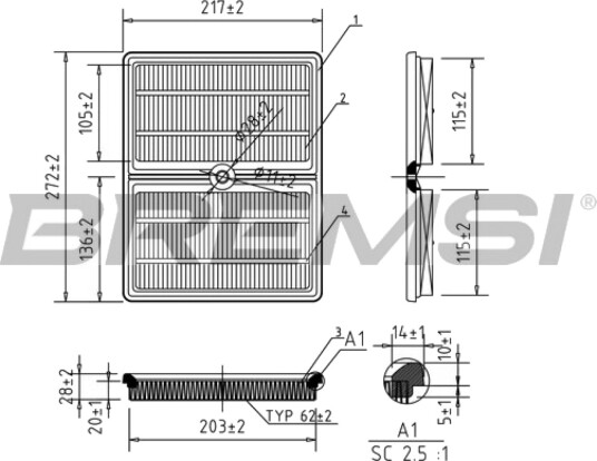 Luftfilter BREMSI FA0553 Luftfilter BREMSI FA0553