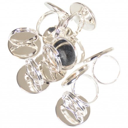 Infinity Hearts Finger Ring DIY Iron Silver 20mm 10 stk