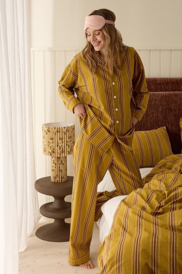 Ellos Home Pysjbukser Avery Stripe i bomullspercale Gul