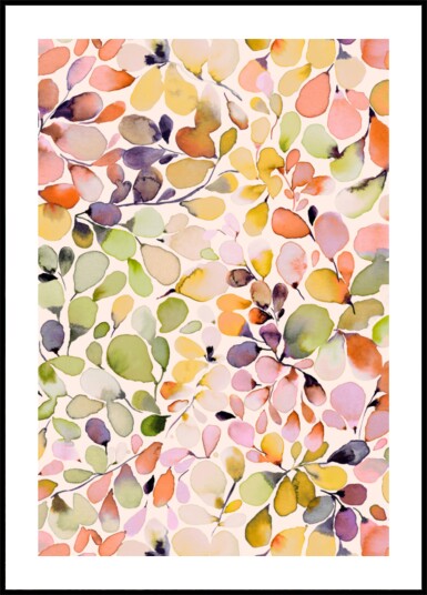 Colorful Watercolor Leaves Plakat / 21x30 Colorful Watercolor Leaves Plakat / 21x30