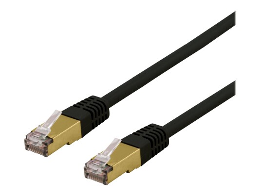 Deltaco S/FTP Cat6a Koblingskabel 3m Svart - Halogenfri