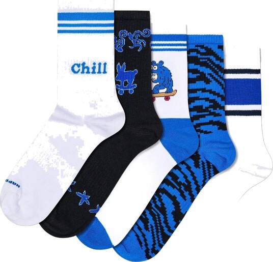 Happy Socks 5 Pack Blue Sneaker Socks Multi/patterned 36 40