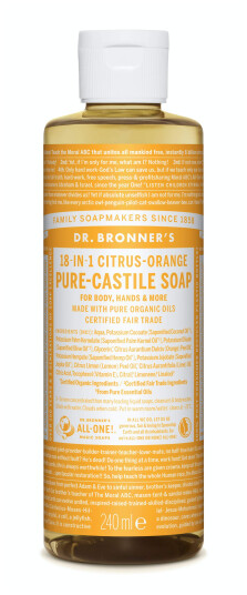 Dr. Bronner's 18-i-1 flytende såpe Sitrus og appelsin 240ml