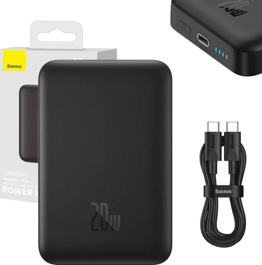Baseus Magnetic Mini 10000mAh Trådløs Powerbank 20W Sort