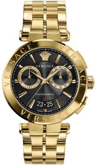 Versace Herreklokke VE1D02823 Aion Sort/Gulltonet stål Ø45 mm