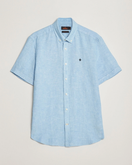 Morris Douglas Short Sleeve Linen Shirt Light Blue