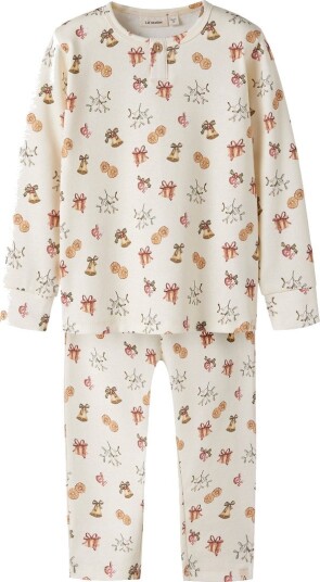 Lil" Atelier Pysjamas 2 Deler NmnLayo Turtledove/Gammel ju Lil Atelier 6 år (116) 2 delt nattøy Beige Hvit