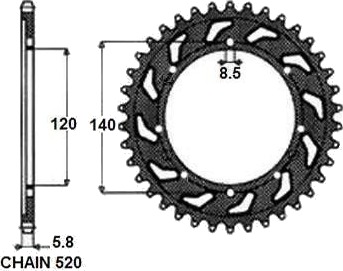 Kjedehjul SUNSTAR 1 3532 43 Kjedehjul SUNSTAR 1 3532 43