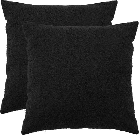 vidaXL Putetrekk 2 pcs HEERLEN Svart 60 x 60 cm Bouclé