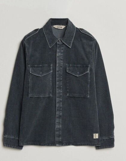 Aspesi Double Pocket Corduroy Overshirt Washed Black