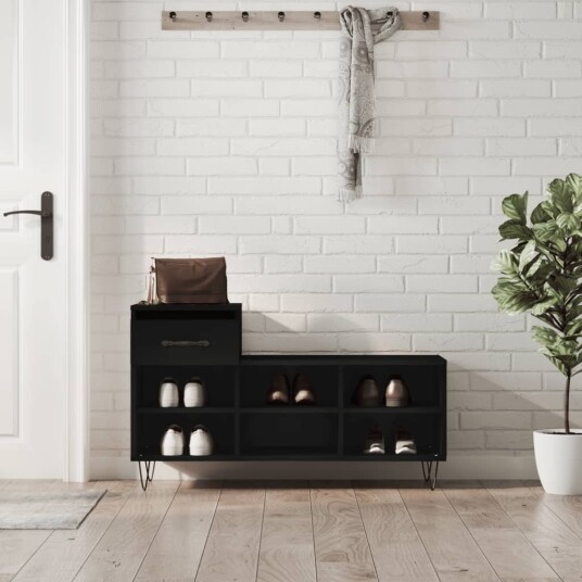  Skoskap svart 102x36x60 cm konstruert tre 831365