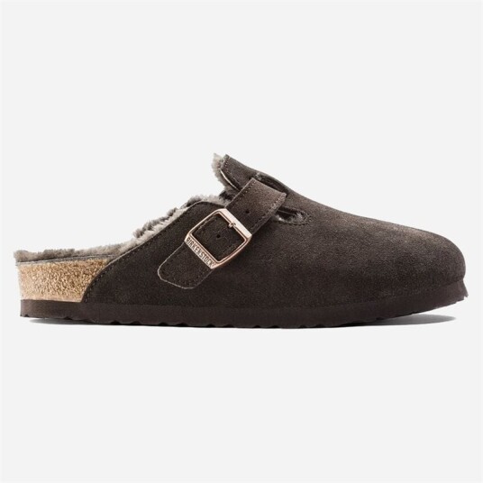 Birkenstock Boston Shearling Suede Leather/Fur Mocha