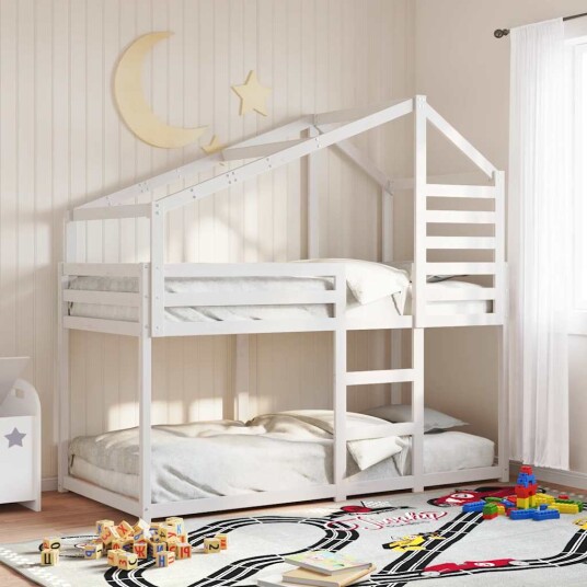 Køyeseng med tak hvit 80x200 cm heltre furu 8721102668579 Køyeseng med tak hvit 80x200 cm heltre furu 8721102668579