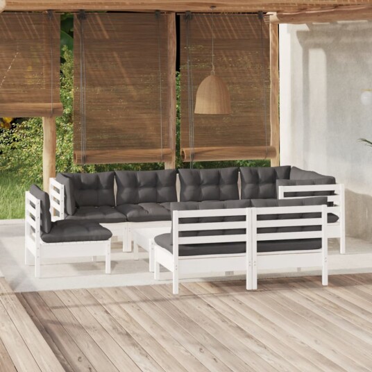  Hagesofagruppe med puter 9 deler hvit heltre furu 3096473